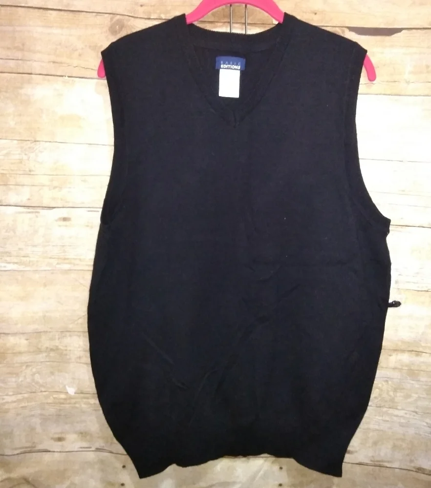 basic editions men's black sweater vest